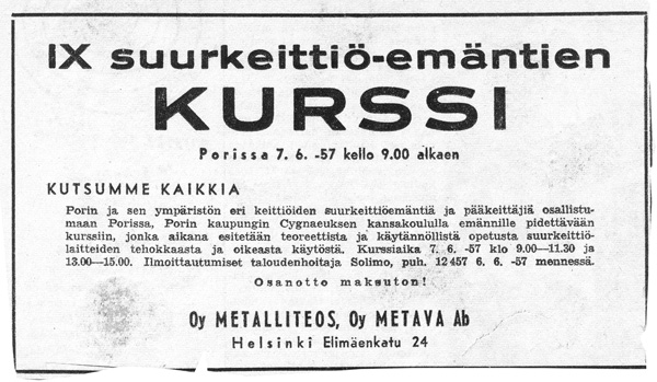 Kurssi-ilmoitus 1957